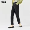 Women's Jeans SEMIR Jeans Women Design Sense Trousers Vintage Winter Black Technology Three-Proof Cotton Straight-Leg Pants For Girls 230303