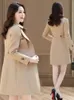 Vestes pour femmes Fitshinling hiver femme vêtements boutons mince long manteau femme vêtements mode coréenne kaki pardessus cardigan 230302