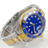 Orologi da polso 40mm quadrante blu sunburst vetro zaffiro data cinturino in acciaio lunetta in ceramica orologio da uomo movimento MIYOTA 8215 autentico