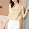 Women's Blouses & Shirts Summer Women Tank Tops Camis Satin Top Camisole Style Sexy Sleeveless Ice Silk Vest White V Neck Loose VestWomen's