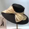 Cappelli a tesa avara Summer Bowknot Wide Thin Straw Braid Cupola Big Edge Hat Brand High End Parasole Natural