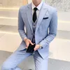 Costumes pour hommes Blazers hommes costume 3 pièces JacketsVestPants Fashion Boutique stripe Plaid Suit Mens Casual Business Suit Groom Wedding Dress Costume robe 230303