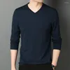 Męskie koszule T Bawełny wysoki kołnierz długi rękaw Koszulę męską Solid Slim Fit Large T-shirt Spring Autumn Korean Ubrania Dno Q129