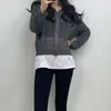 حياكة نسائية سستة متماسكة معطف Cardigan Women Hollow Out Solid Color Slim Slim Sleeve Long Sweater 2023 Spring Summer