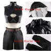 Anime kostuums Anime Call of the Night Nanakusa Nazuna Cosplay Come Wig Black Cloak Jacket Leather Vest Shorts Outfit Yofukashi No Uta Women Z0301