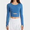 Yoga Outfits Long Sleeve Tops LU-26 Removable Chest Pad Women Fitness Shirt Gym Clothes Running Thumb Holes Sports Blouses