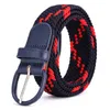 Belts Men Women Casual Knitted Pin Buckle Belt Woven Canvas Elastic Expandable Braided Stretch Stripe Webbing Strap