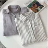 Camicette da donna Camicie Camicetta da donna estiva Camicia a righe manica 3/4 Taglie forti Camicette da donna Camicie Camisa mujer a righe larghe Bianco/Rosa/Grigio 230303