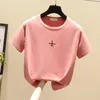 T-shirts pour femmes broderie chemise femmes été hauts à manches courtes T-Shirt coton T-Shirt coréen T-Shirt Femme Camisetas Mujer Verano 2023