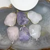 Pendant Necklaces 1pcs Natural Amethysts Slice Slab Pendants Faceted Rose/White Quartz Crystal Necklace DIY Jewelry Gift Making Accessories