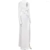 Vestidos casuais Xiktop Sexy Hollow Out High Split Maxi Dress for Women Robe 2023 Primavera de manga completa Ruch Club Party Long Vestido Wholesale