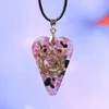 Colliers pendentifs Tourmaline Orgonite Collier Crystal Heart Cristaux de guérison pour la protection Emf Violet Flame Orgone GeneratorPendentif