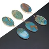 チャームYachu Natural Semi-Precious Stone Pendants DIY Girl's Necklace Earrings Jewelry Making Accessory用の楕円形のゴールドプレートクリスタル