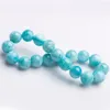 Strand Drop Genuine Natural Blue Larimar Gems Stretch Crystal Pulseras de cuentas redondas para mujeres y hombres 10 mm
