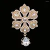 브로치 Diezi Luxury Gold Silver Color Crystal Flower Bridal wedding womendome party rhinestone bouquet water drop brooch pins