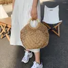 Torby wieczorowe projektant słomy rattan dla kobiet letnie boho wakacje okrągły torebka plażowa ręcznie robiona szydełkowa torba tkana 2023