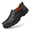 Dress Shoes 2023 Men Klassiek Genune Leer Casual lichtgewicht Ademende buitenbruine zachte mannelijke schoenen boot
