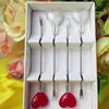 Forks Bar Restaurant Tableware Fruit Fork Wedding Party Gifts مجموعة مصغرة زجاجية على شكل قلب من الفولاذ المقاوم للصدأ 230302