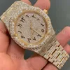 Toppmärke lyxanpassad isad certifikat VVS Moissanite Watch Hip Hop Jewelry Bust Down Handmade Watch Pass Diamond Tter6pcb