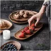 Auto DVR Derees -borden Hele hout Lovingickness Irregal Ovaal vaste panplaat Fruit Saucer Tea Tray Dessert Diner servies