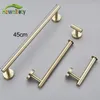 Bath Accessory Set Brushed Gold Bathroom Hardware Accessories Round Toilet Paper Holder Hand Robe Hook Towel Rack Bar Stainless Steel Screw