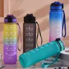 Water Bottles YCONTIME 1000ML Sports Water Bottle With Bounce Cover Time Scale Frosted Leak-Proof Tritan Plastic BPA Free For Outdoor Fitness 230303