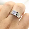 Cluster anneaux Roualei Drop Luxury Jewelry 925 Sterling Silver Princess Cut White 5a Big Cubic Zirconia Marid Mading Band Ring For Men Gift