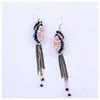 Dangle Earrings Fashion Crystal Drop For Women Gold Plated Ear Hook Statement Handmade Beaded Trendy Tassels 3392
