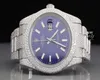 20235ntq Stylish Custom Hip Hop Luxury Dign Blue Dial Stainls Steel Iced Out Moissanite Diamonds Watch av högkvalitativ rapparsmycken