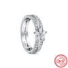 925 Silver Women Fit Pandora Ring Original Heart Crown Fashion Rings Princess Crown Heart Clear Zircon Sparkling CZ