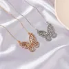 Pendant Necklaces Exquisite Shiny Crystal Butterfly Pattern For Women Silver Color Jewelry Accessory Dancing Date