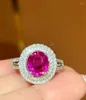 Cluster Rings LR Pink Sapphire Ring Real Pure 18 K Natural Purple Gemstones 1.65Ct Diamonds Stone Female