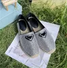 Ontwerpers Women Straw Flats Triangle Canvas Fisherman Shoes Summer Woman Flat Beach Dress Shoes Fashion Loafers Casual schoenen Rhinestone schoenen Maat EUR35-41