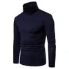 Pulls pour hommes coupe ajustée à manches longues col roulé pull bas chemise couleur unie tricoté sous-vêtement thermique t-shirt 230303