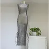 Casual Dresses Color Mesh Diamond Crystal Party Dance Disc Sparkling Vestido Midi Elegante Sexy Women Club 230303