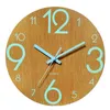 Wall Clocks Creative Wooden Luminous Wall Clock Retro Dark Glowing Number Hanging Slient Night Light Watch Decoration For Living Room Bedroo 230303