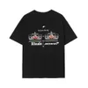 RHUDE Summer Flag Letter Print Sunset Racing High Street Men's Loose Round Neck Couple T-shirt