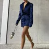 Casual Dresses Shirt For Women Long-sleeved Dress Shoulder Pads Sexy Slim Bag Hip Short Skirt Temperament Women's Clothing