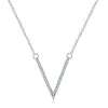 Chaînes cuivre lettre pendentif en forme de V Simple Zircon collier pour femmes Micro incrustation tendance dames bijoux en gros mode