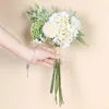 Decorative Flowers Peony Hydrangea Bouquet For Wedding Centerpieces Decor Artificial Silk Blooming Fake Bridal Hand Flower Roses