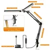 Table Lamps 120LEDs Swing Arm Desk Lamp With Clamp Architect Light 3 Color Temperature Changing Lighting Dimmable USB Flexible Bracket