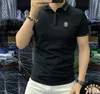 T-shirt da uomo Polo da uomo europea a maniche corte alla moda Polo da uomo in cotone di seta ghiaccio con risvolto a mezza manica Abbigliamento estivo casual da uomo