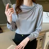 Blouses pour femmes 2023 mode perles Vintage bureau dame Blouse femme chemise hauts à manches longues décontracté coréen femmes ample Blusas Mujer