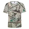 Erkek Tişörtleri 2023 Amerika Birleşik Devletleri Dolar Tişört 3d Erkek/Kadın T-Shirt Maymun Kısa Kollu Tee Erkekler/Kızlar Tshirt Yaz Para Stili