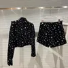 Kvinnor s tvådelade byxor PREPOMP 2023 Spring Long Sleeve Pin Chain Slim Velvet Blazer Casual Shorts Set Women Outfits GD841 230302