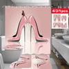 Shower Curtains 4/3/1 Piece Curtain Decoration Set Toilet Seat Cushion Non-slip Bath Mat Waterproof Bathroom Accessories