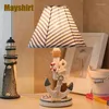 Table Lamps Mediterranean Boat Rudder Lamp For Bedroom Nordic Cute Cartoon Children's Room Bedside Desk Living Decor Light