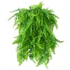 Decorative Flowers Artificial Plants Persian Fern Tree Leaves Fake Plastic Green Vines Rattan Wall Hanging Garland Garden Home Wedding