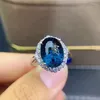 Pierścienie klastrowe przybycie naturalne i prawdziwy niebieski topazowy pierścień 925 srebrny klejnot 9 13 mm