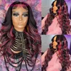 Highlight Wig 13x6 partie profonde cheveux humains Ombre dentelle avant perruques brésiliennes pour les femmes Rose rouge vague de corps